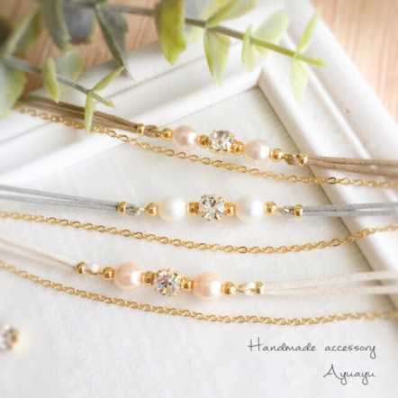 大人可愛い＊パールとビジューのコードブレ...